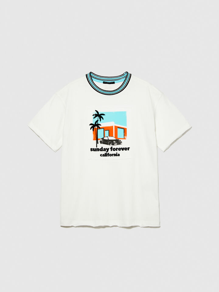 T-shirt with embroidered print - boys' short sleeve t-shirts - White | Sisley Young image number 1